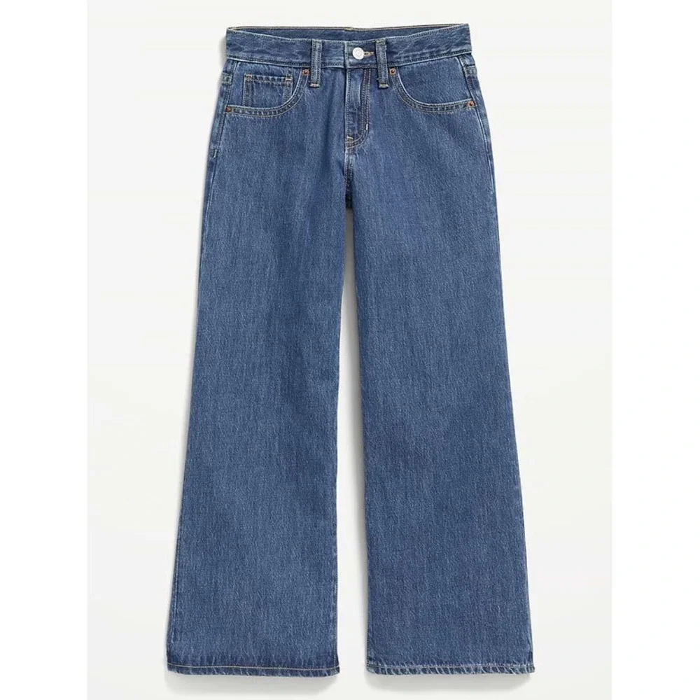 Old Navy Girls High-Rise Super Baggy Wide Leg Jeans Blue Denim Size 6